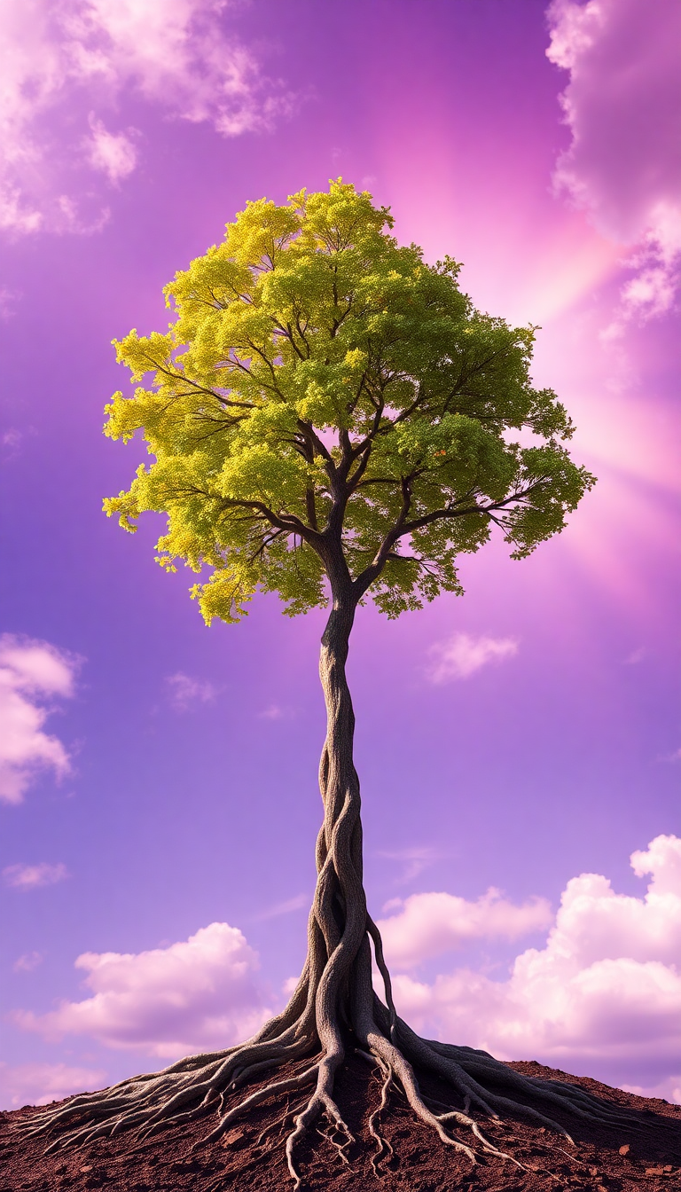 Breathtaking Tree Growing Upside Down Digital art Wallpaper