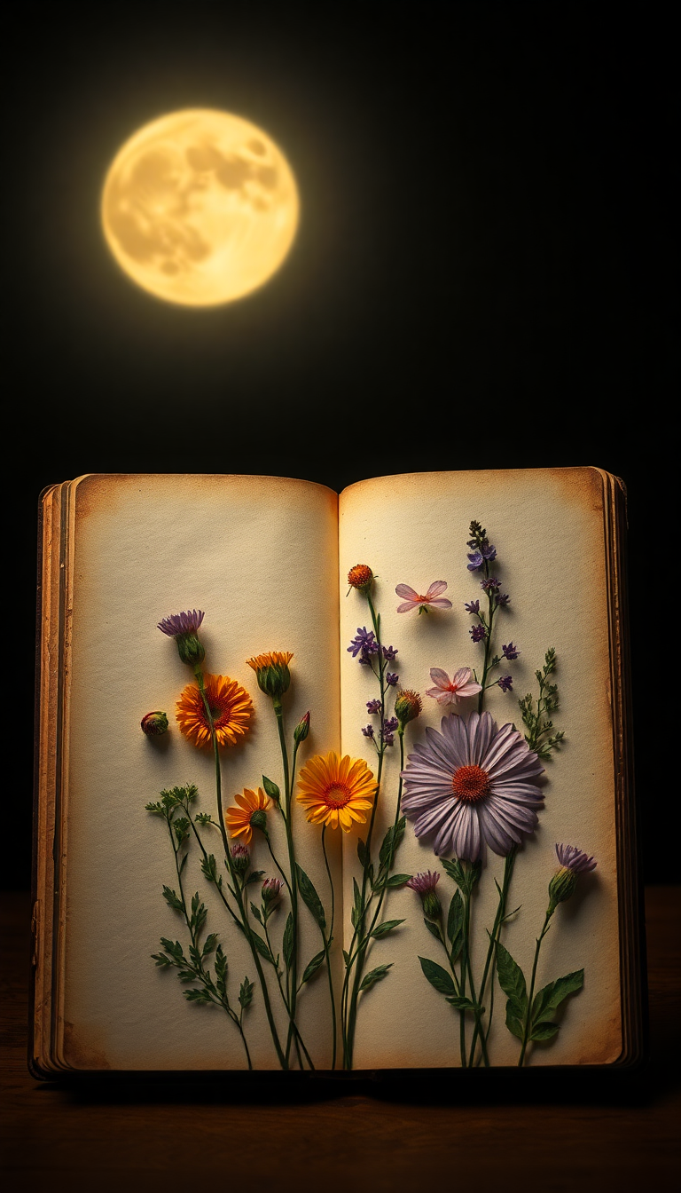 Pressed Flowers Journal Vintage Botanical Aesthetic Wallpaper