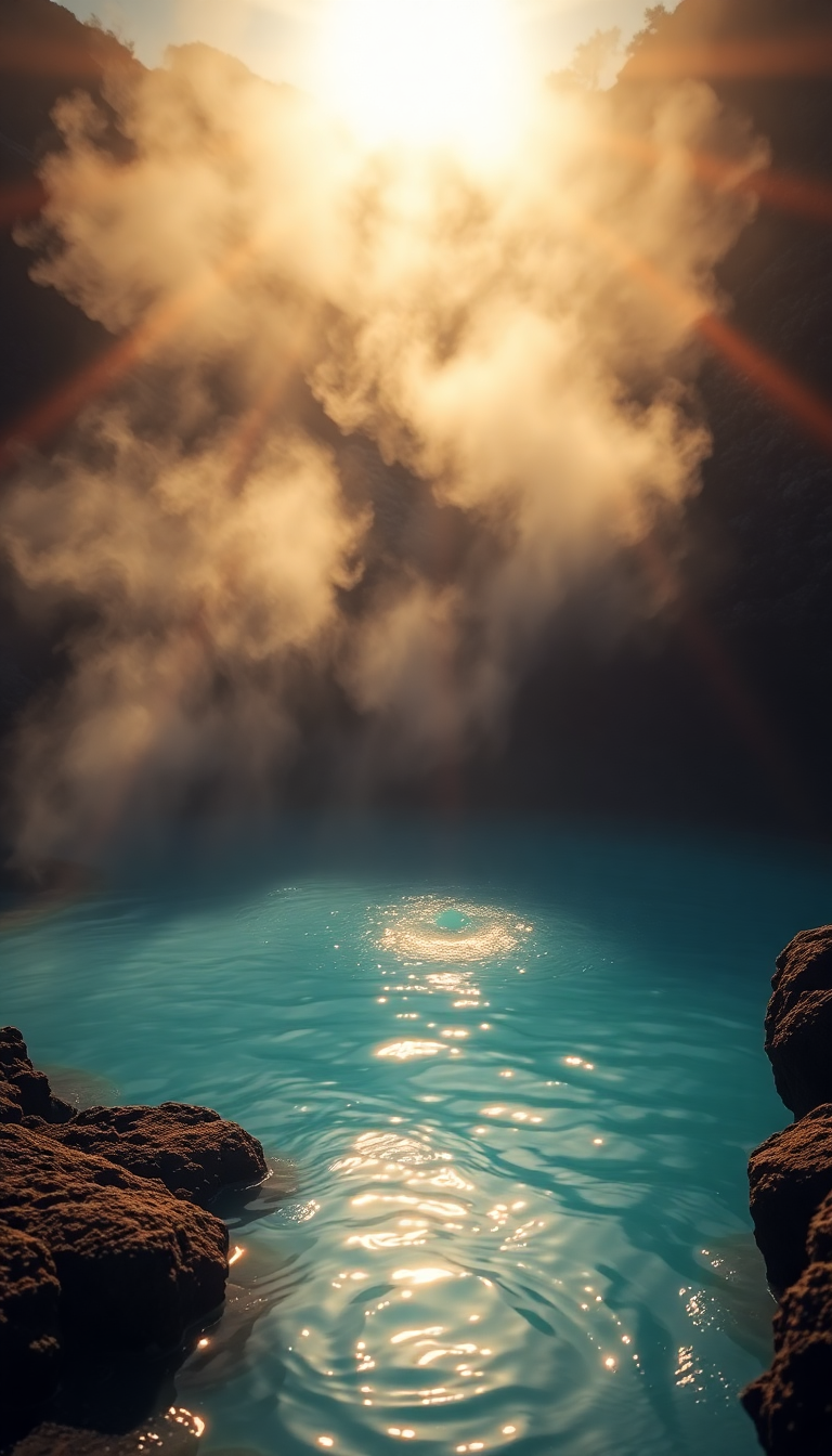 Supreme Volcanic Hot Springs Steam Photorealistic Wallpaper