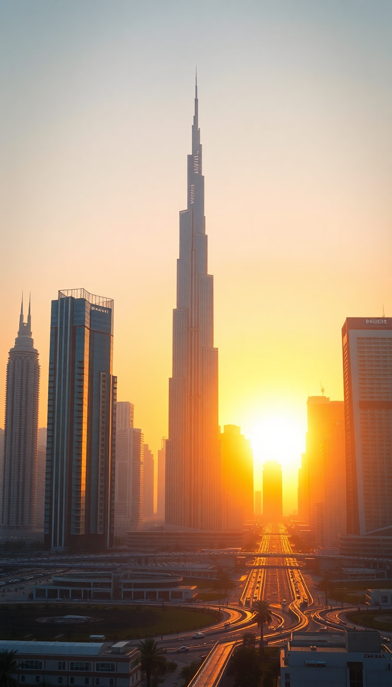 Supreme Dubai Skyline Futuristic Towers Photorealistic Wallpaper