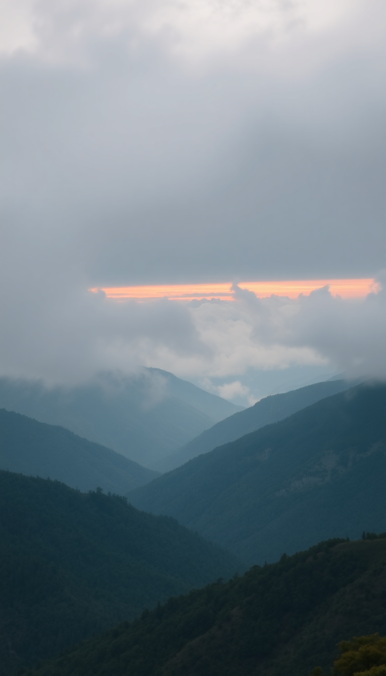 Charming Fog Rolling Over Mountains Photorealistic Wallpaper