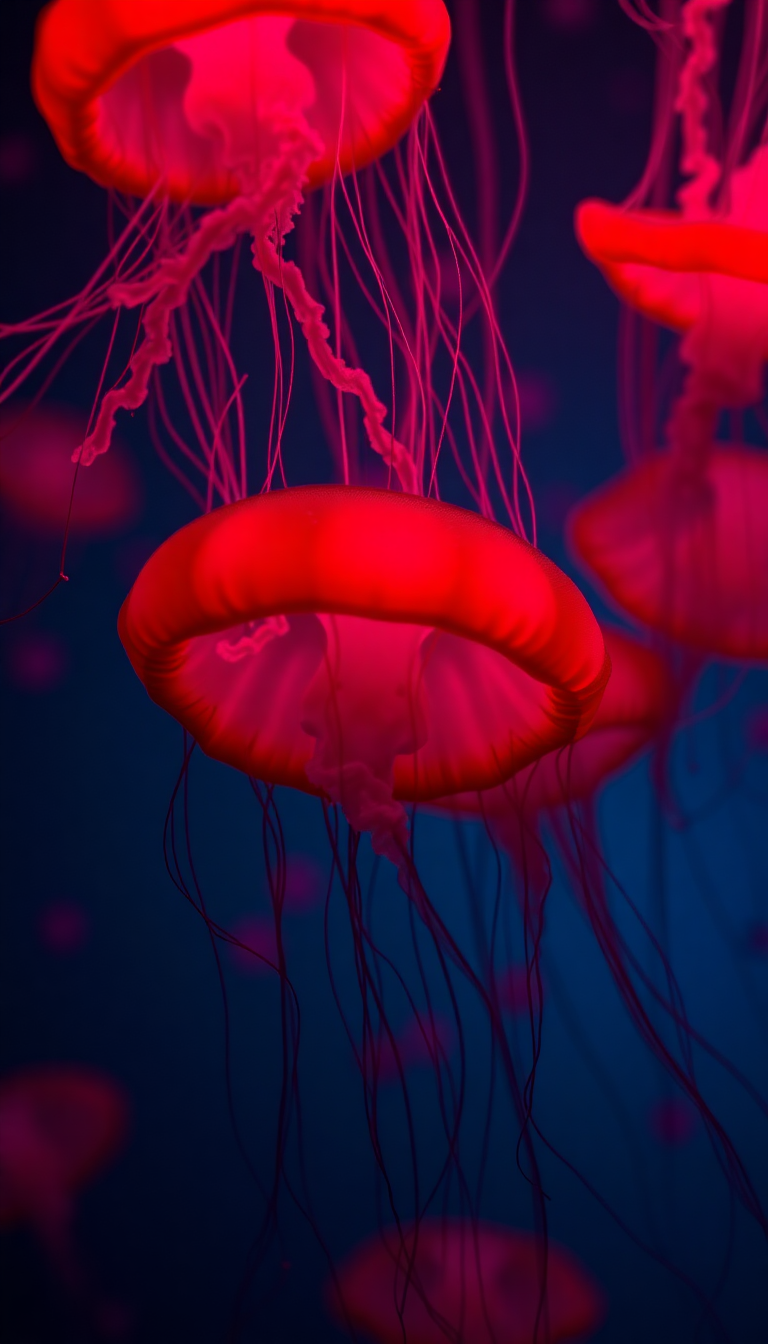 Jellyfish Swarm Deep Ocean Bioluminescent Digital art Wallpaper