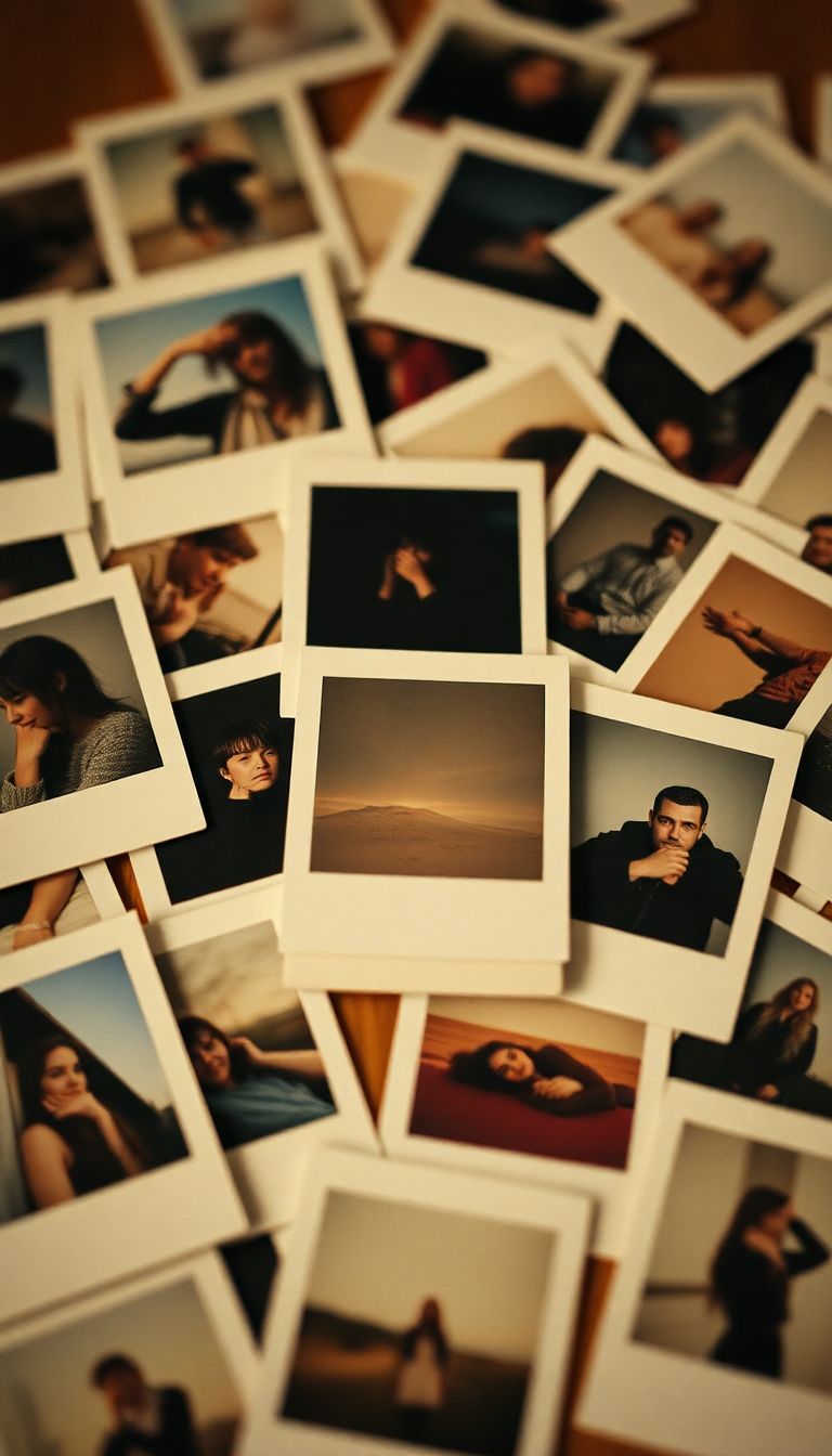 Rustic Vintage Polaroid Collection Scattered Aesthetic Wallpaper