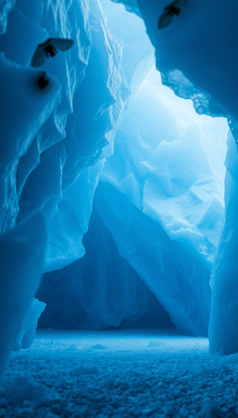 Silver Glacial Ice Cave Blue Photorealistic Wallpaper