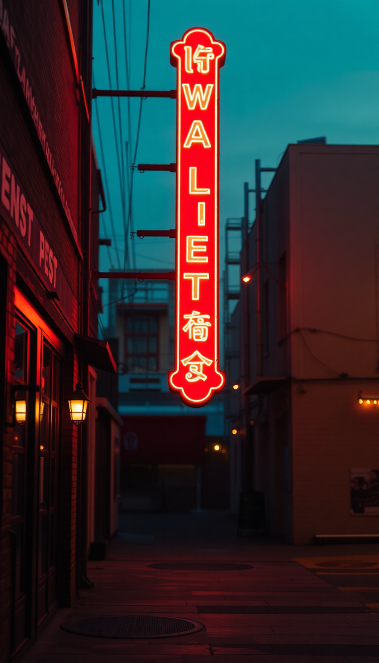 Futuristic Neon Sign Flickering Dark Aesthetic Wallpaper