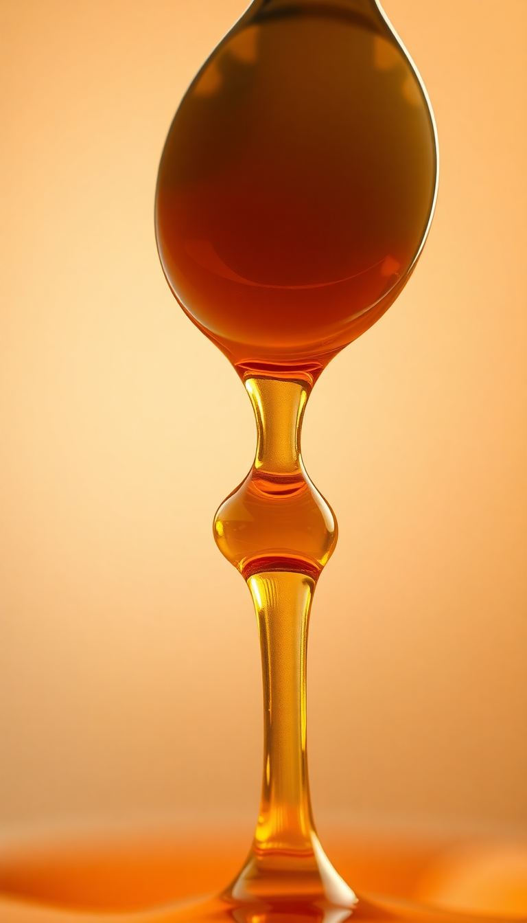 Glowing Honey Dripping From Spoon Photorealistic Wallpaper