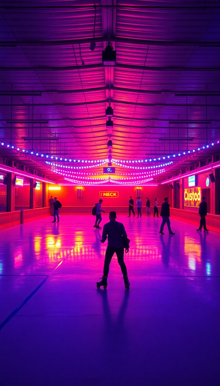 Brilliant Roller Skating Rink 80s Photorealistic Wallpaper