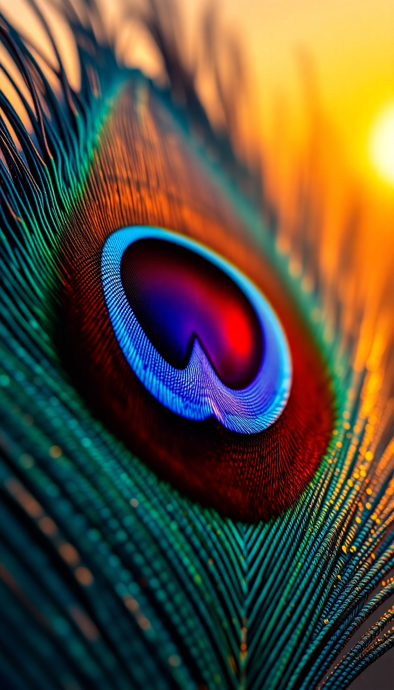 Dazzling Peacock Feather Macro Iridescent Photorealistic Wallpaper