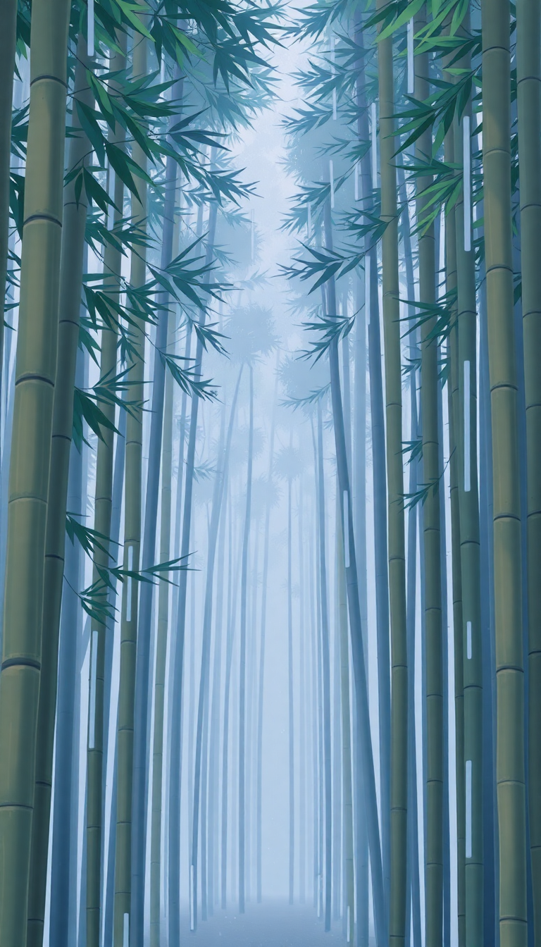 Futuristic Bamboo Forest Rain Anime Anime Wallpaper