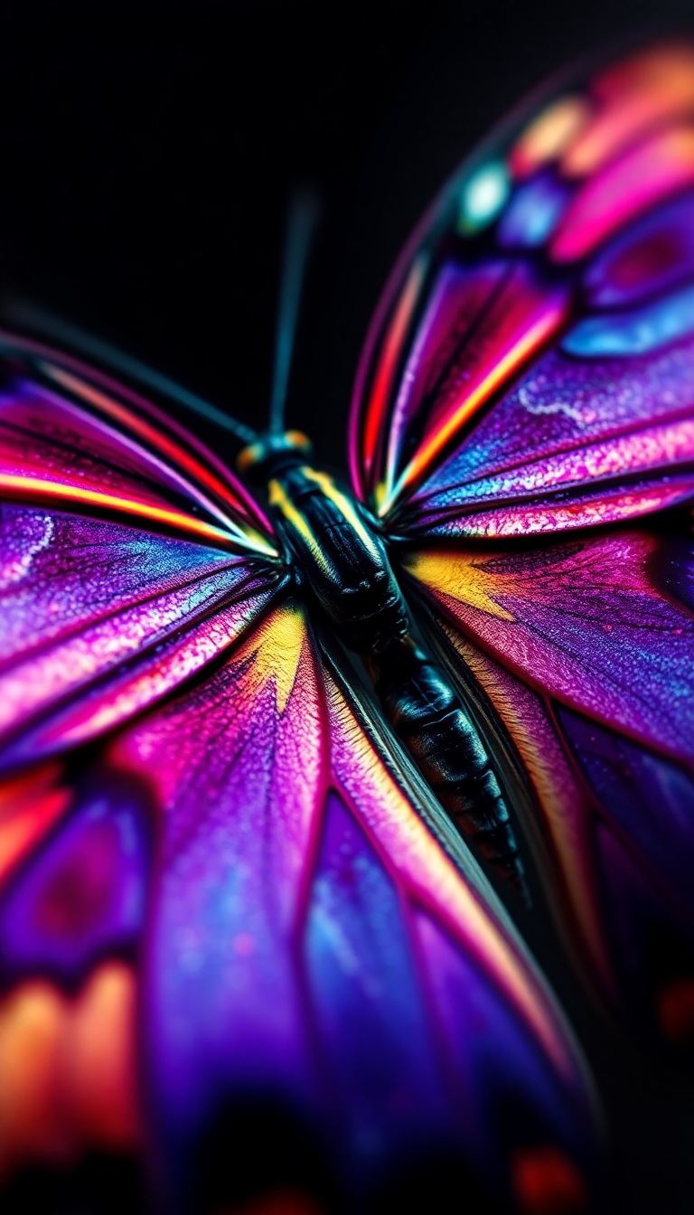 Butterfly Wing Macro Scales Colorful Digital art Wallpaper