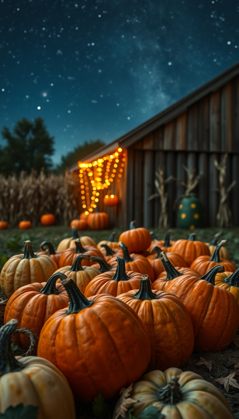 Crystal Autumn Harvest Pumpkins Corn Photorealistic Wallpaper