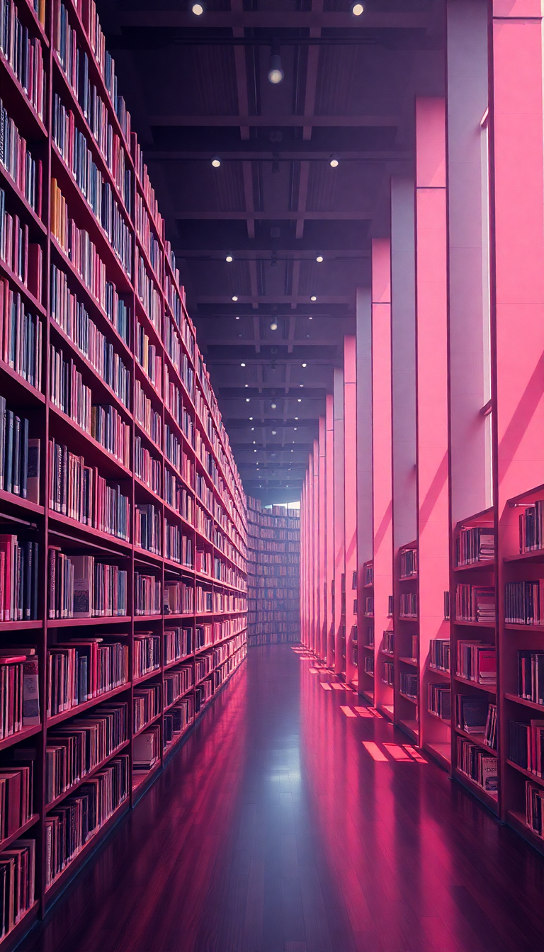 Sleek Infinite Library Impossible Architecture Digital art Wallpaper