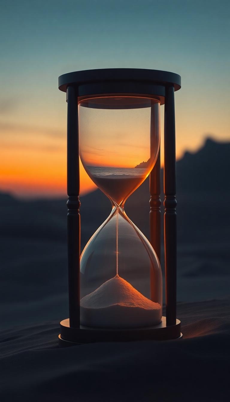 Ethereal Hourglass Containing Ocean And Digital art Wallpaper