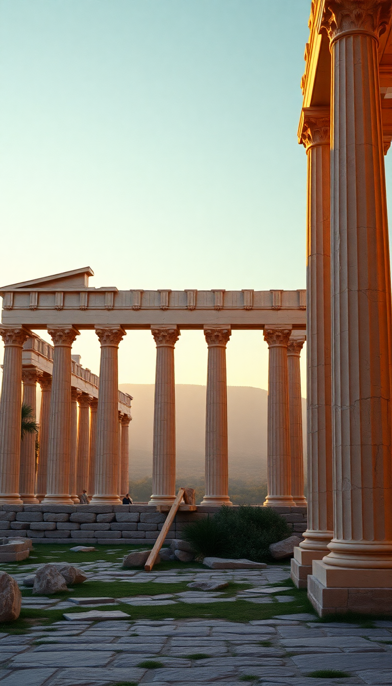 Cosmic Ancient Greek Temple Ruins Photorealistic Wallpaper