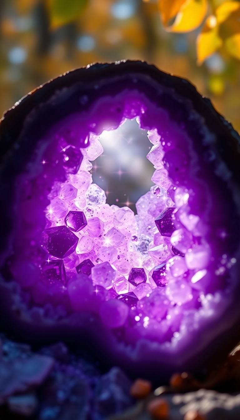 Ancient Geode Crystal Interior Purple Digital art Wallpaper