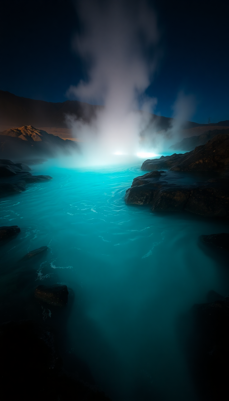 Whimsical Volcanic Hot Springs Steam Photorealistic Wallpaper