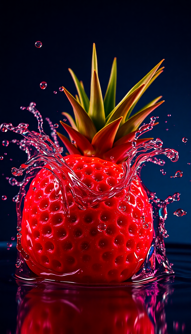 Ethereal Tropical Fruit Splash Water Photorealistic Wallpaper