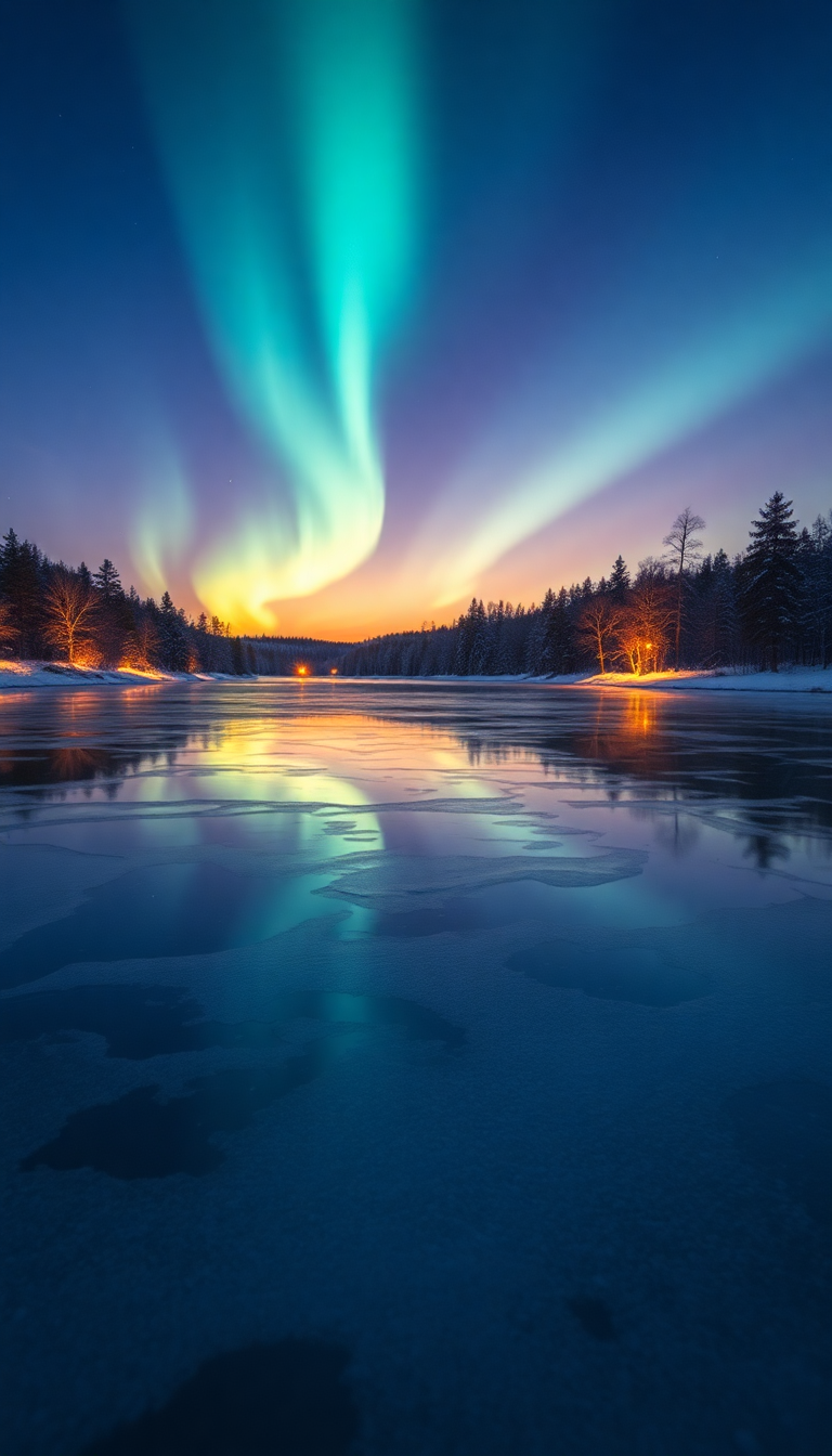 Pure Winter Northern Lights Over Photorealistic Wallpaper