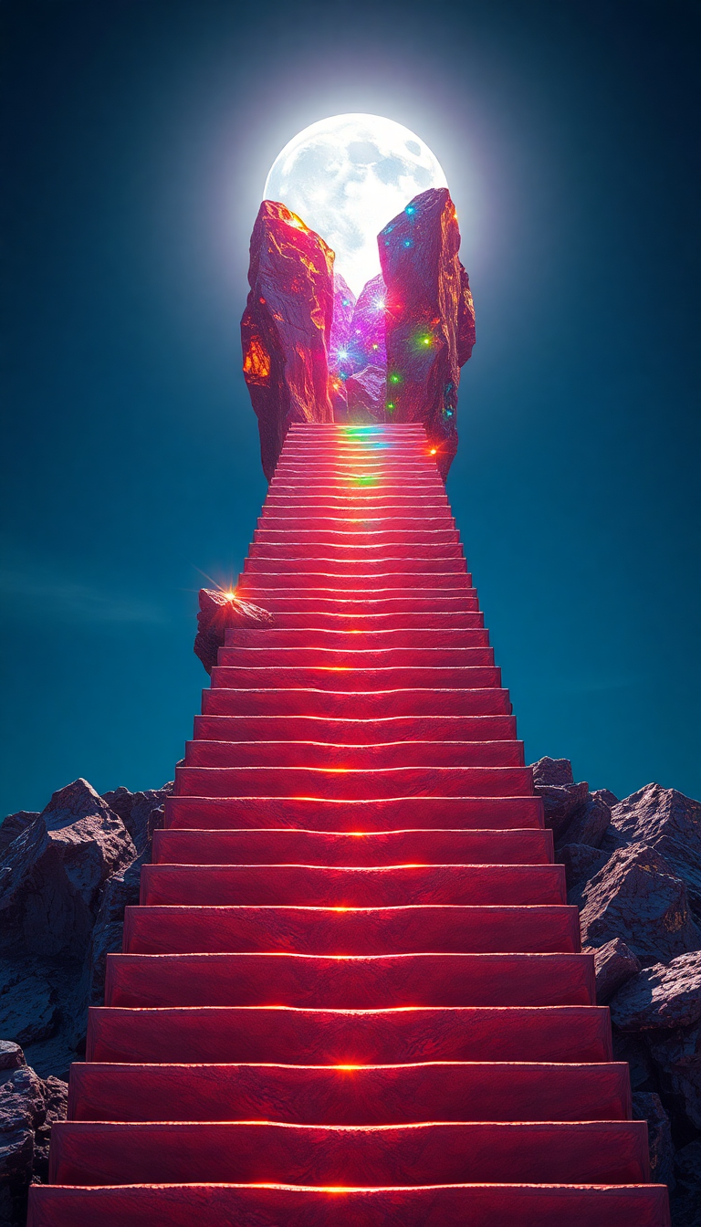 Surreal Bismuth Crystal Formation Rainbow Photorealistic Wallpaper