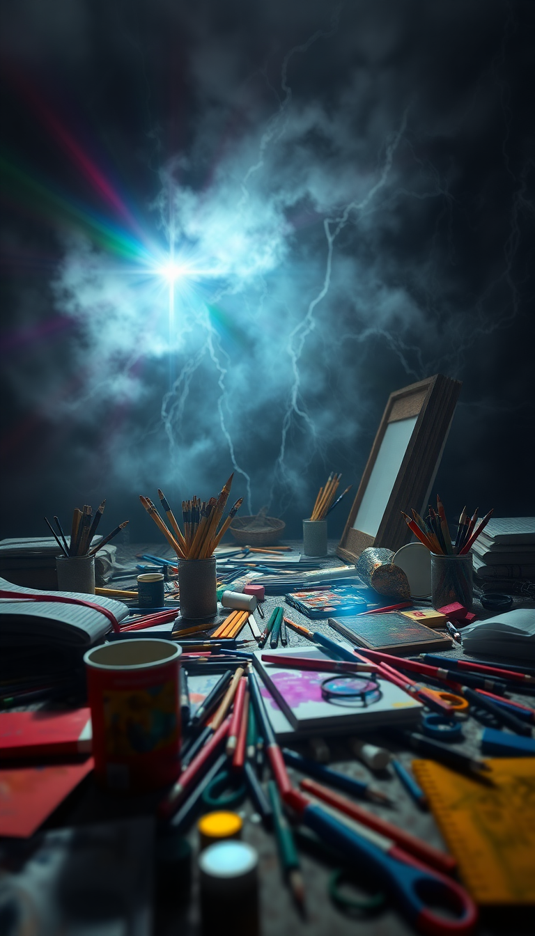 Supreme Art Supplies Scattered Creative Photorealistic Wallpaper