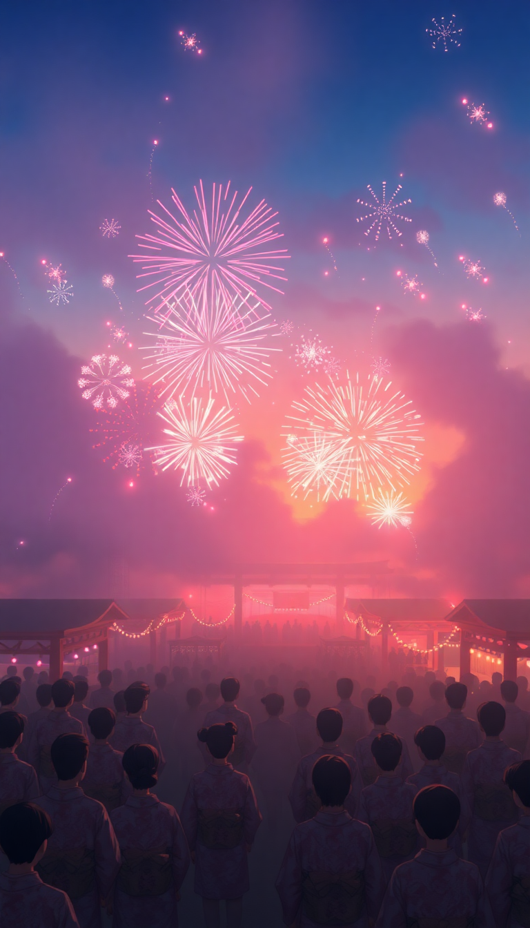 Epic Summer Festival Fireworks Yukata Anime Wallpaper