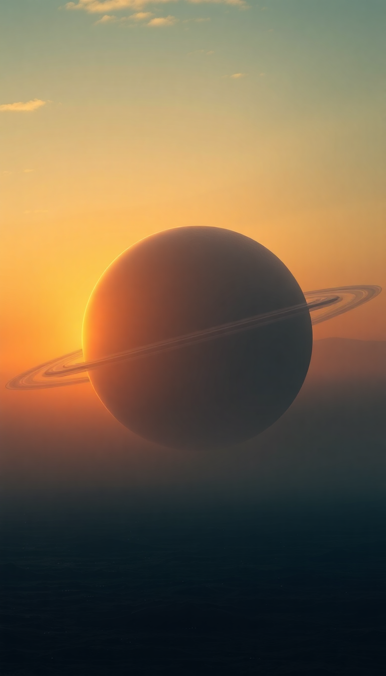 Crisp Massive Ringed Planet Rising Photorealistic Wallpaper
