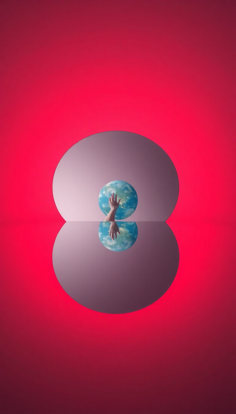 Mirror Showing Different World Reflection Minimalist Wallpaper