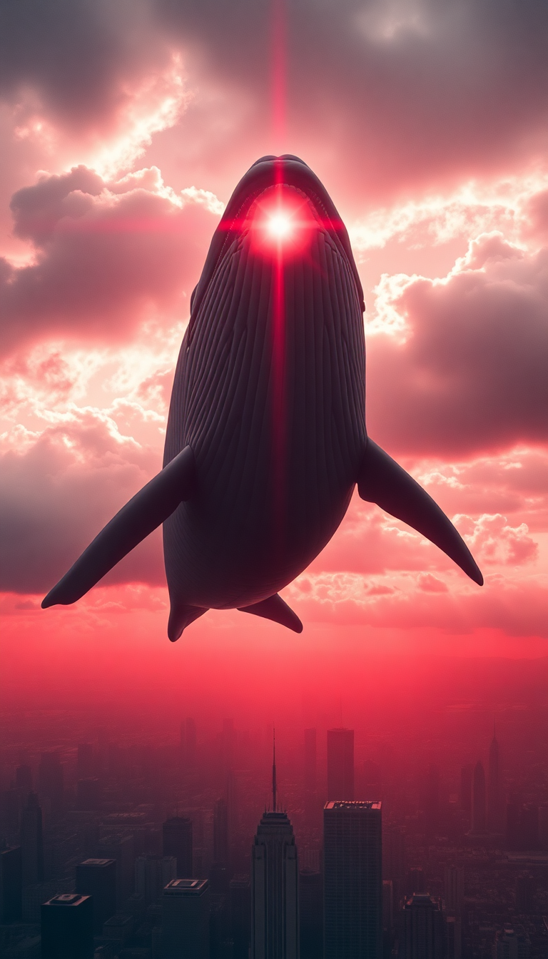 Infinite Giant Whale Swimming Through Digital art Wallpaper
