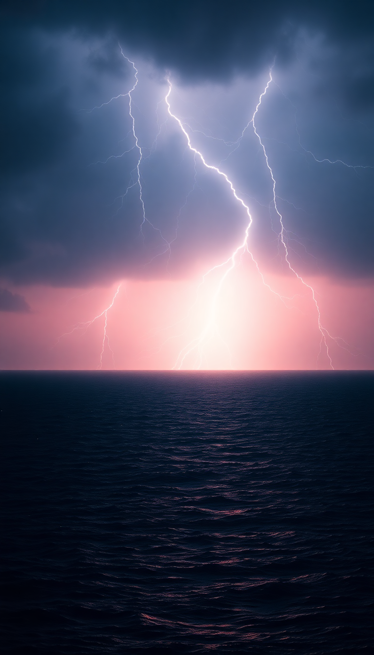 Vibrant Lightning Storm Over Dark Photorealistic Wallpaper