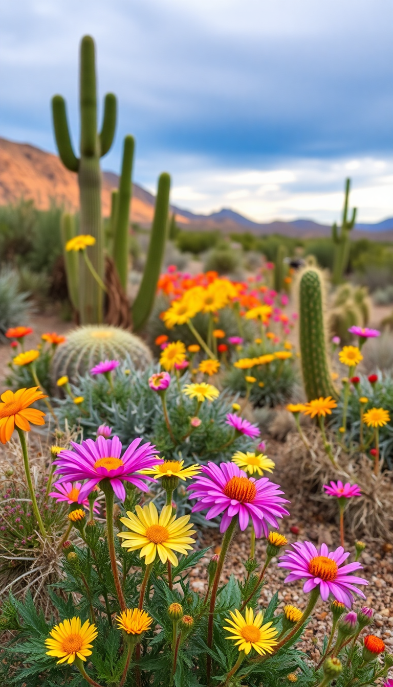 Lush Blooming Desert After Rain Photorealistic Wallpaper