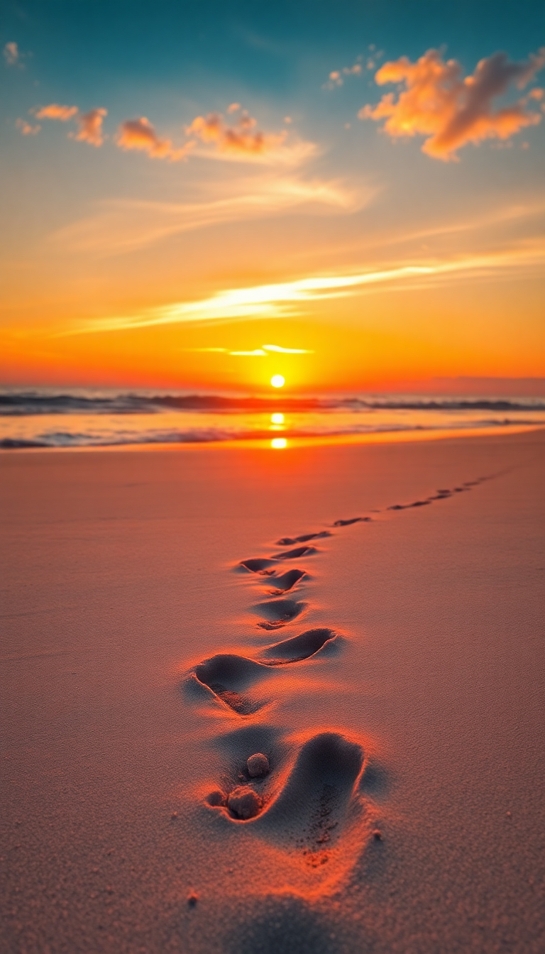 Charming Summer Beach Golden Hour Photorealistic Wallpaper