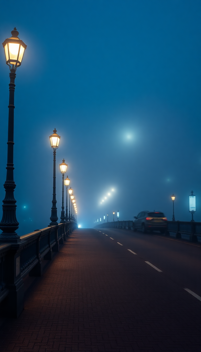 Premium Foggy London Bridge Vintage Photorealistic Wallpaper