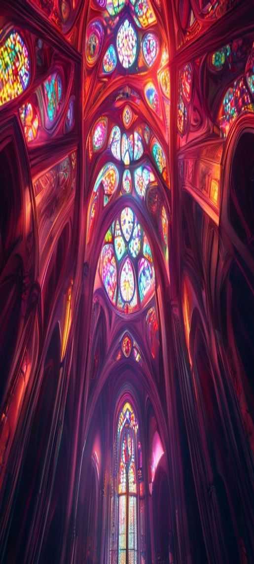 Warm Cathedral Ceiling Stained Glass Photorealistic Wallpaper