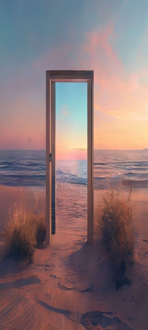 Enchanting Door Standing Alone Desert Digital art Wallpaper