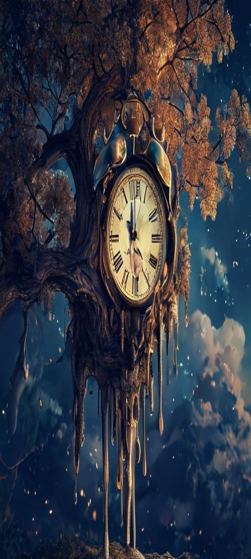 Mesmerizing Melting Clock Tree Branch Digital art Wallpaper