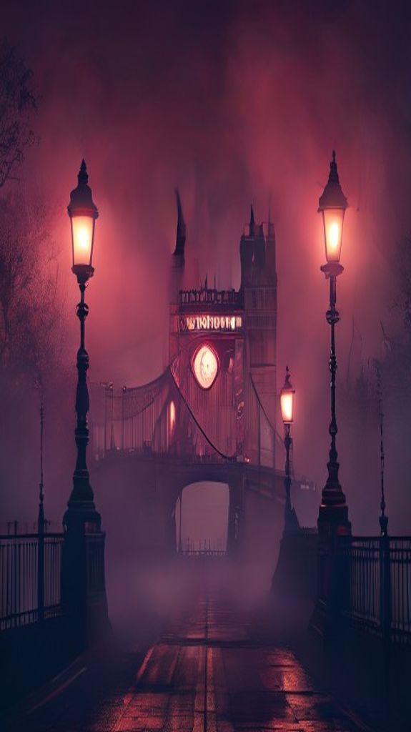 Pure Foggy London Bridge Vintage Photorealistic Wallpaper