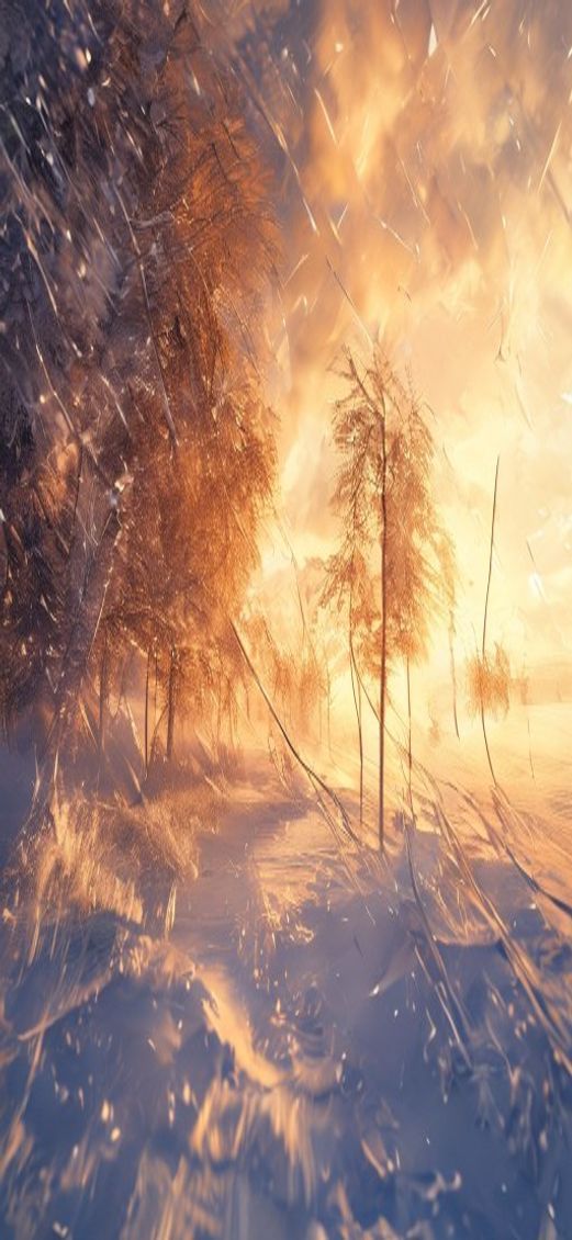 Classic Blizzard Snow Wind Trees Photorealistic Wallpaper