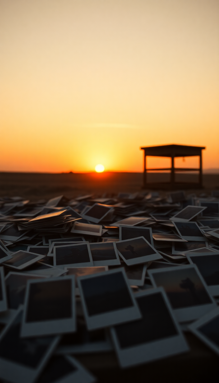 Glowing Vintage Polaroid Collection Scattered Aesthetic Wallpaper