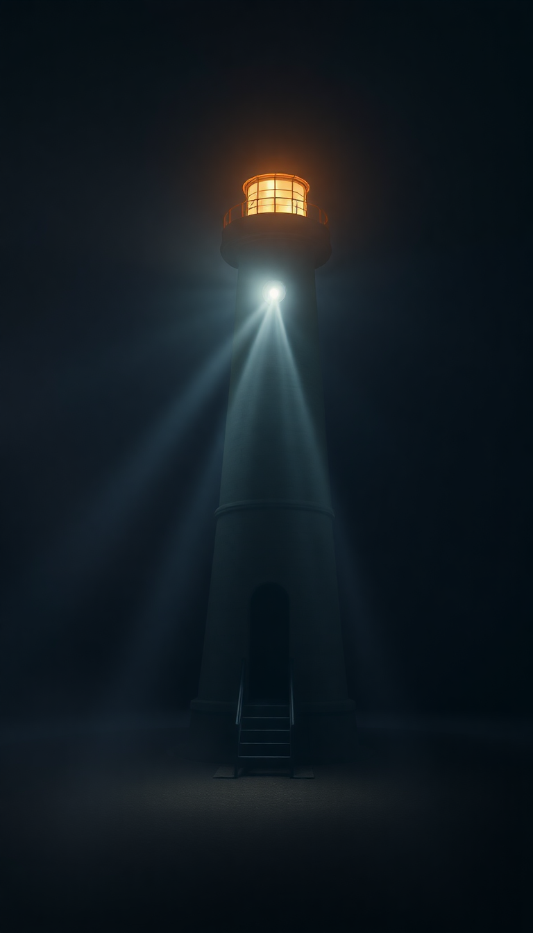 Celestial Old Lighthouse Beam Cutting Photorealistic Wallpaper