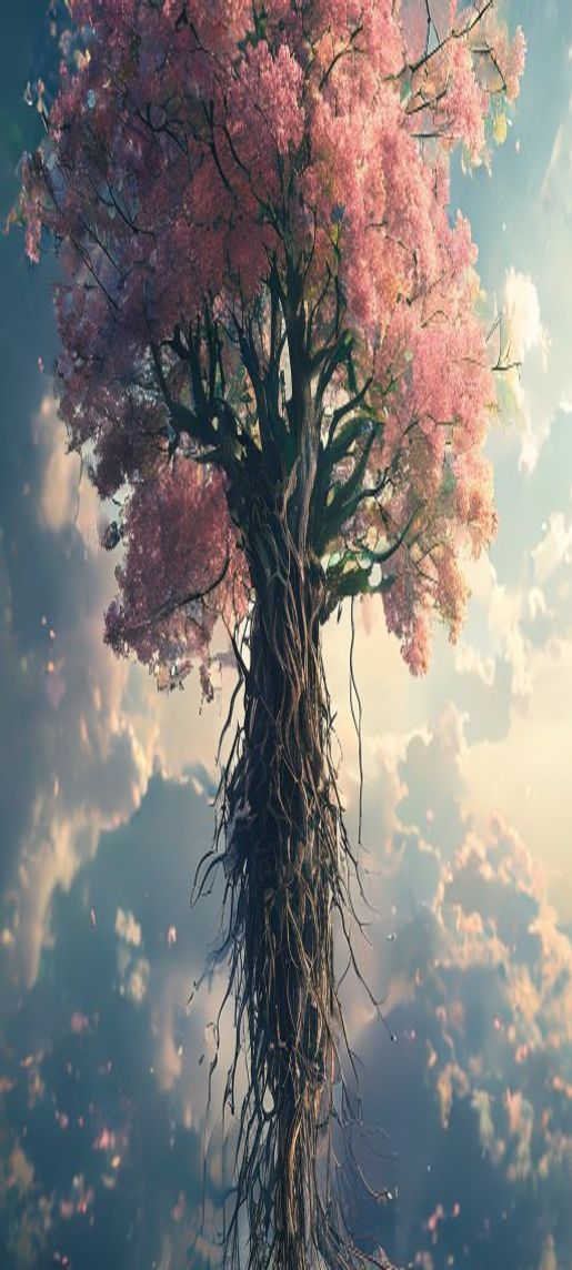 Dazzling Tree Growing Upside Down Digital art Wallpaper