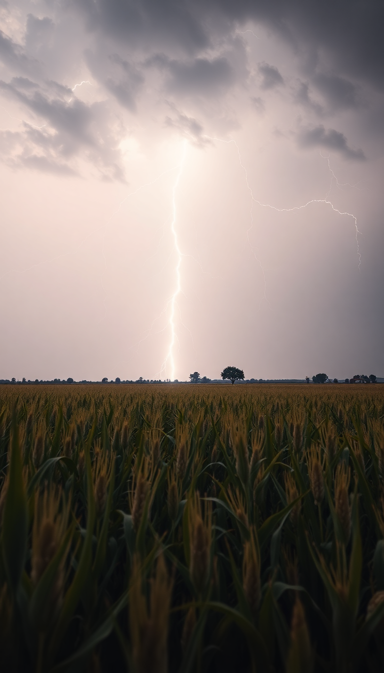 Timeless Summer Thunderstorm Lightning Over Photorealistic Wallpaper