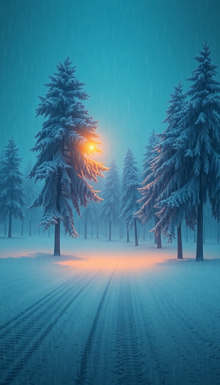 Blizzard Snow Wind Trees Bending Digital art Wallpaper