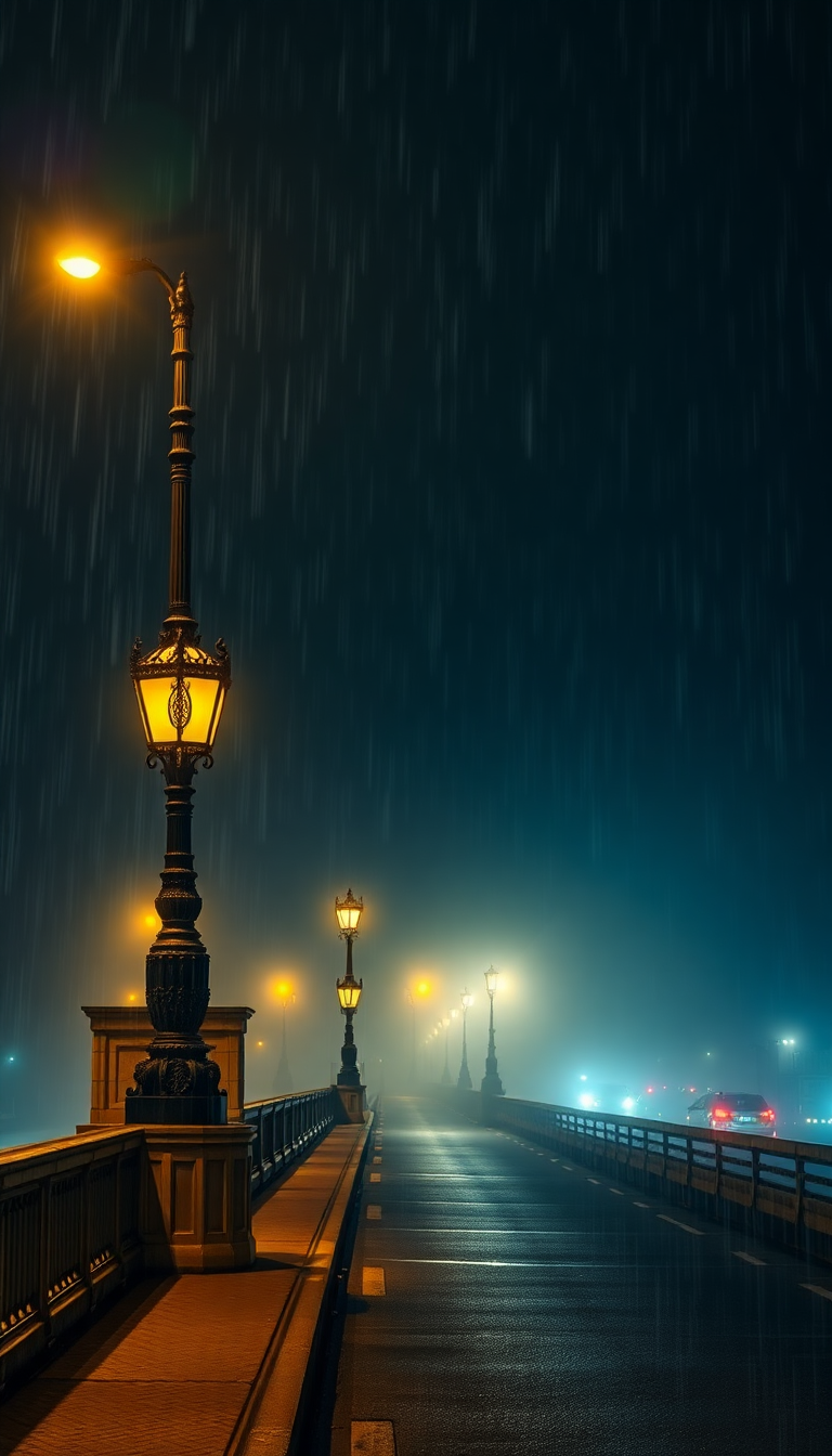 Warm Foggy London Bridge Vintage Photorealistic Wallpaper