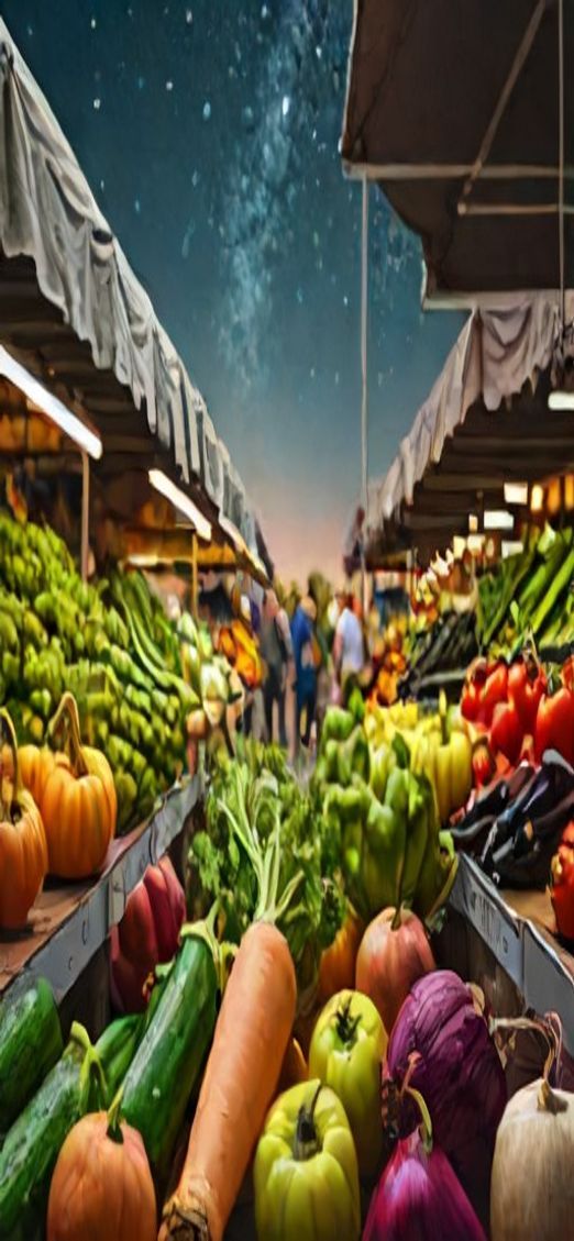 Majestic Farmers Market Produce Colorful Photorealistic Wallpaper