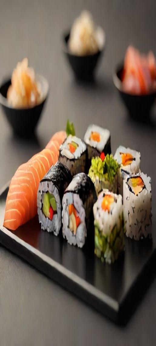 Fresh Sushi Arrangement Artistic Plating Minimalist Wallpaper