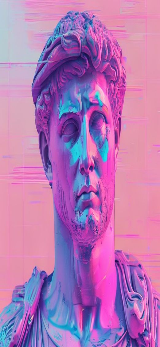 Striking Vaporwave Roman Bust Glitch Digital art Wallpaper