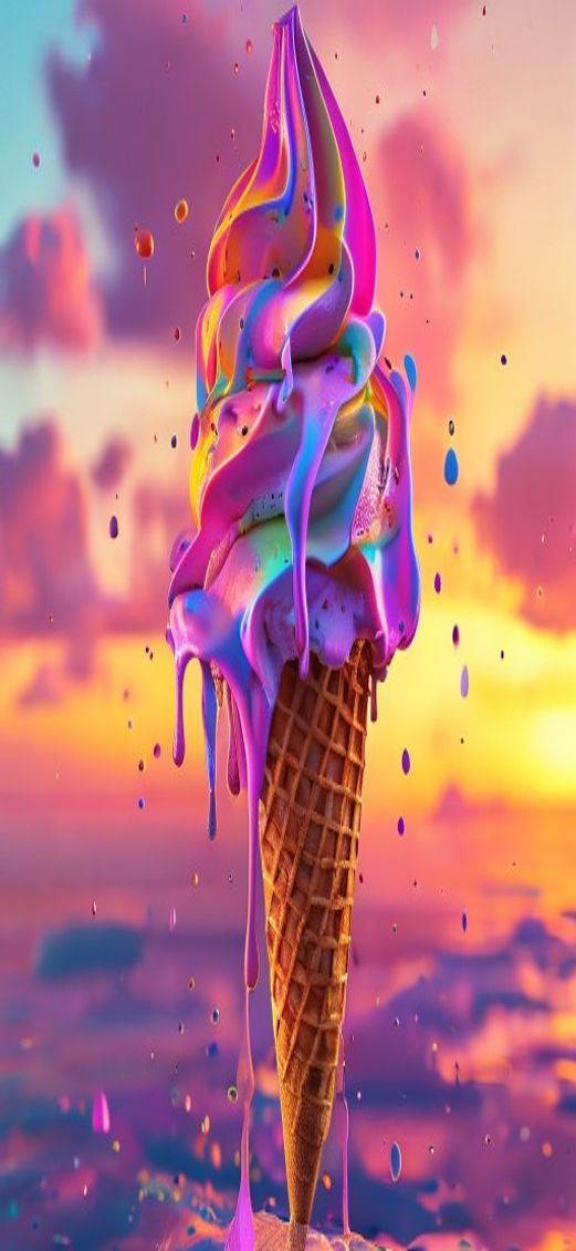 Subtle Ice Cream Cone Melting Photorealistic Wallpaper