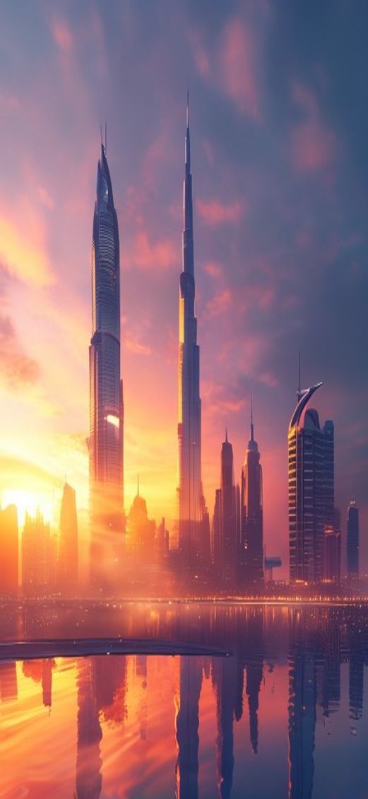 Towers Golden Nostalgic Morning Glow Photorealistic Wallpaper