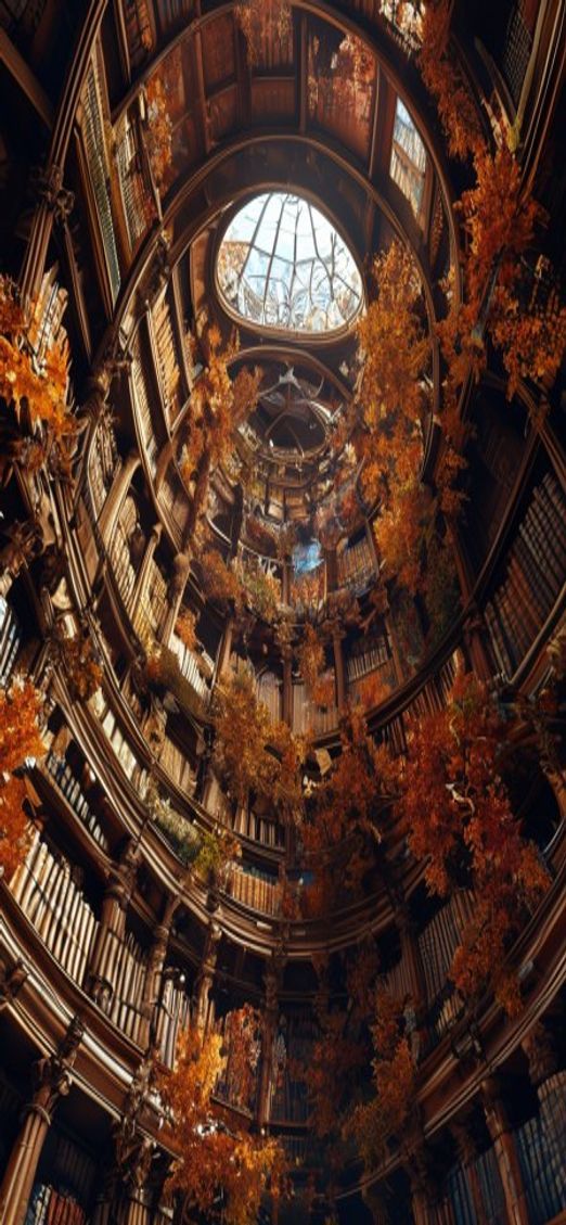 Splendid Library Spiral Dome Ceiling Photorealistic Wallpaper