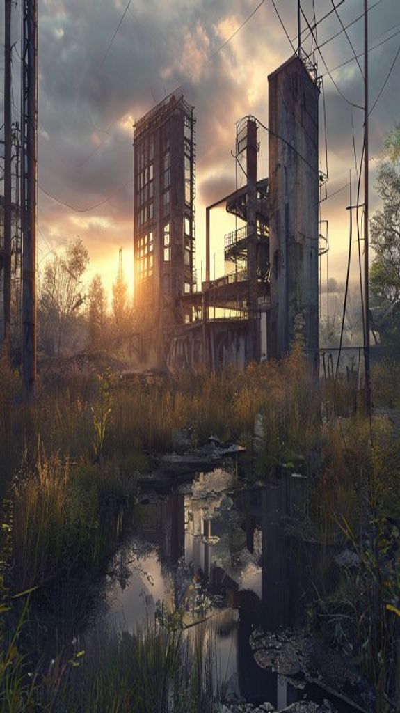 Timeless Abandoned Factory Nature Reclaiming Photorealistic Wallpaper